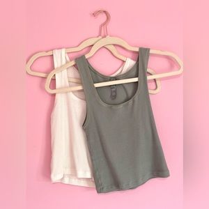 2 SKIMS COTTON RIB TANK TOPS - MINERAL & MARBLE - MEDIUM